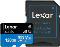 Lexar atm. korta MicroSDXC 128GB 633x su SD Adapteriu