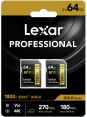 Lexar atm.korta SD 64GB SDXC 1800x R270/W180 - 2pak  