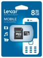 Lexar atm. korta MicroSDHC 8GB Mobile su adapteriu