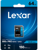 Lexar atm.korta SD 64GB SDXC 800x Pro  R150/45MB/S      
