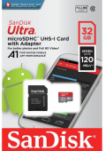 SanDisk atm. korta microSDHC 32GB Ultra 120MB/s su adap. 