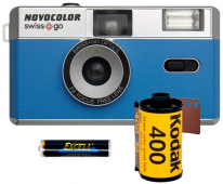 Novocolor Swiss+Go 35mm juostinis fotoaparatas (mėlynas)      