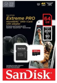  SanDisk atm. korta microSDXC 64GB Extreme PRO 200MB/s