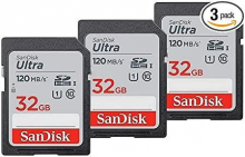 SanDisk atm. korta SD SDHC 32GB Ultra 120MB/s 3 vnt.  