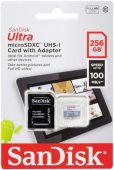 SanDisk atm. korta microSDXC 256GB Ultra100MB/s su adap.
