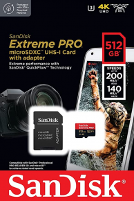 SanDisk atm. korta microSDXC 512GB Extreme Pro 200MB/s