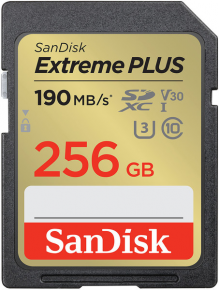 SanDisk atm. korta SD 256GB SDXC Extreme Plus 190MB/s