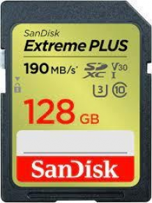 SanDisk atm. korta SD 128GB SDXC Extreme Plus 190MB/s V30