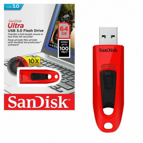 SanDisk atm. raktas USB3.0 64GB Drive Ultra Red