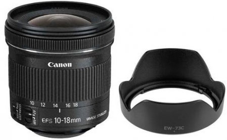 Canon objektyvas EF-S 10-18mm f/4.5-5.6 IS STM + EW-73C blenda 