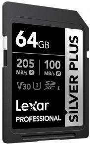 Lexar atm.korta SDXC Silver Plus 64GB R205/W100 (V30)