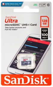 SanDisk atm. korta microSDXC 128GB Ultra 100MB/s be adap.