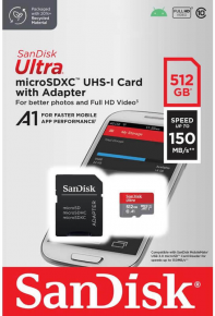 SanDisk atm. korta microSDXC 512GB Ultra + adap. 