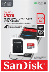 SanDisk atm. korta microSDXC 256GB Ultra150MB/s su adap.