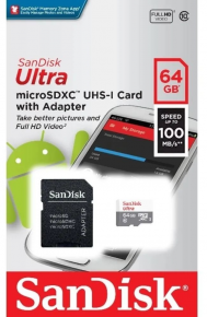 SanDisk atm. korta microSDXC 64GB Ultra 100MB/s su adapt.