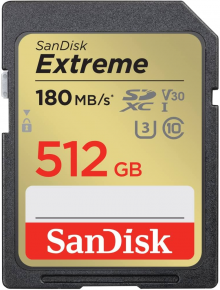SanDisk atm. korta SD 512GB Extreme Pro 180MB/s V30