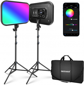 NEEWER rinkinys RGB168, 2× RGB168 LED light, 2×200 cm stand, bag