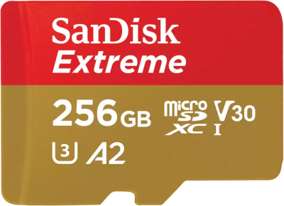 SanDisk atm. korta microSDXC 256GB Extreme 190MB/s A2   