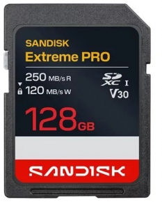 SanDisk atm. korta SD 128GB SDXC Extreme Pro 250MB/s V30