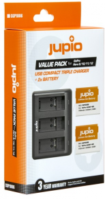 Jupio kit: 2x GoPro HERO 9,10,11 battery 1730mAh + Compact Triple USB Charger