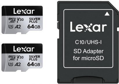 Lexar atm.korta SDXC micro Silver Plus 64GB R205/W150 - 2 pak. 