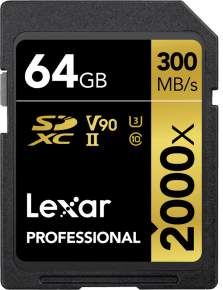 Lexar SDXC 64GB Professional 2000x UHS-II (U3, V90, Class 10)