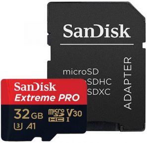 Sandisk microSD 32GB Extreme Pro 100MB/s A1 V30 + adapteris