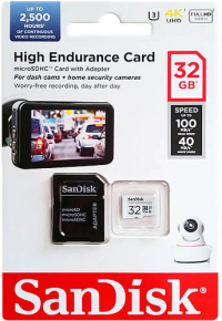 SanDisk atm. korta microSDXC 32GB High Endurance 100MB/s su adap.