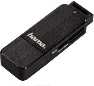 Hama kortelių skaitytuvas ALU BLACK USB 3.0 SD/mSD